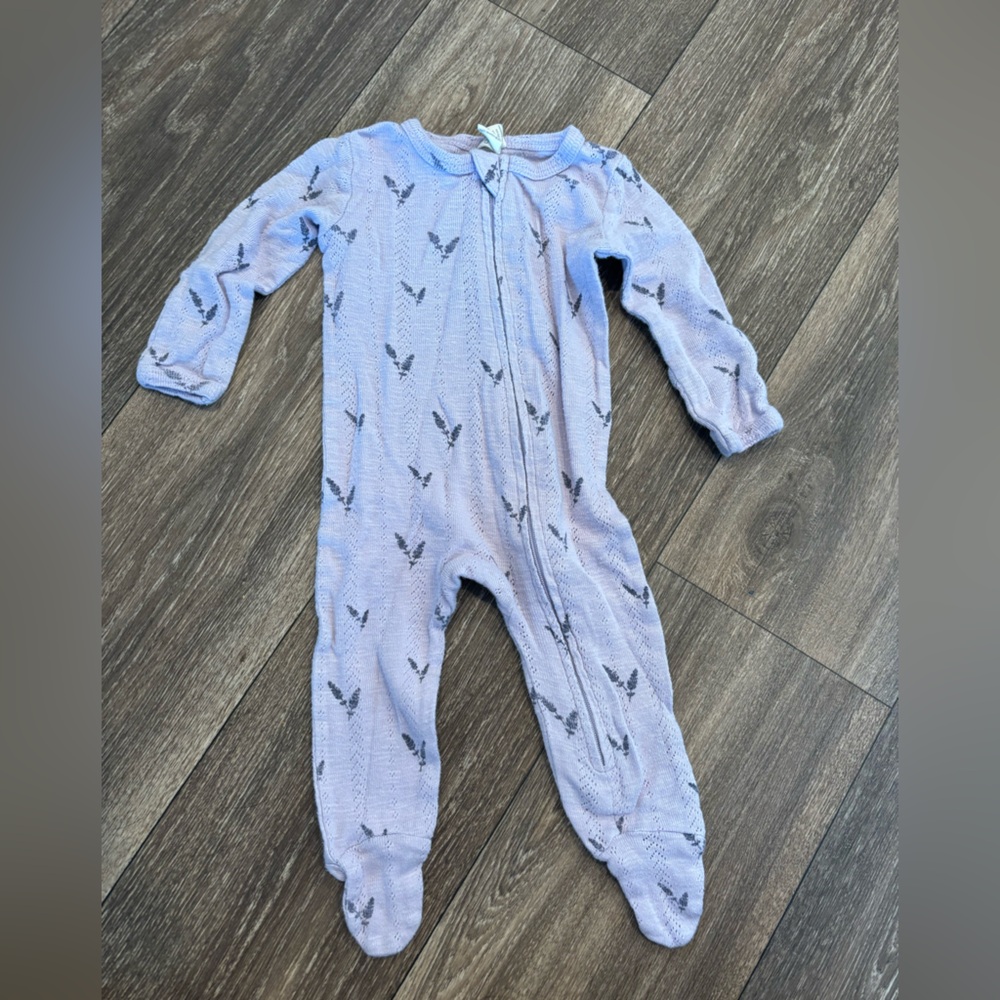 Kate Quinn lavender pointelle footie